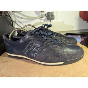 $995 Authentic SALVATORE FERRAGAMO Made in ITALY Blue Leather Sneakers Sz.10.5